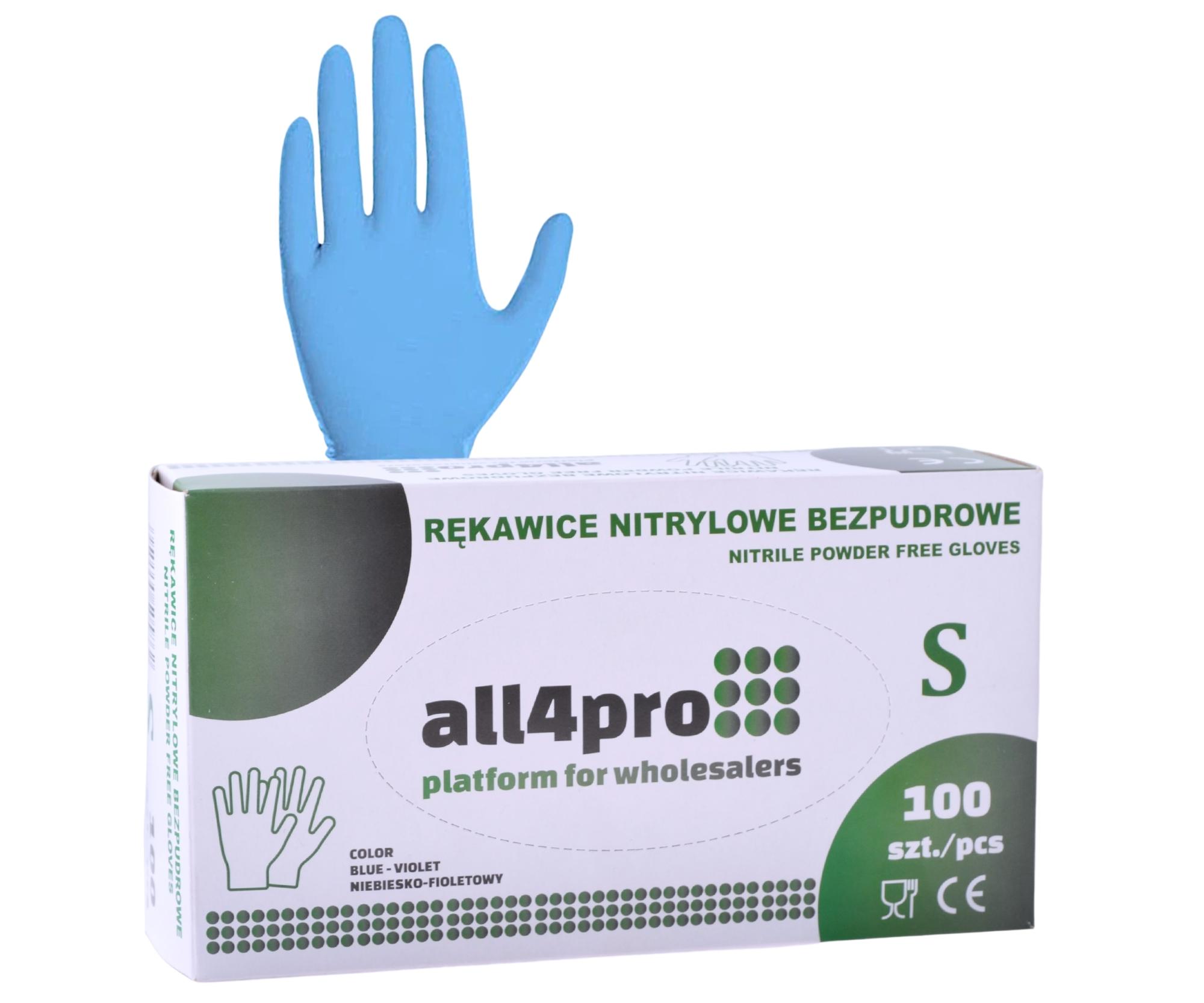E-shop Nitrilové rukavice All4Pro Supreme - 100 ks, modré, veľkosť S + darček zadarmo