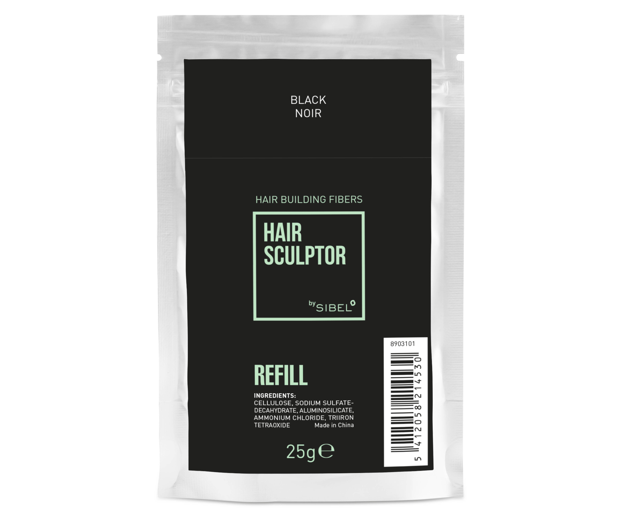 E-shop Náplň do púdru pre zakrytie rednúcich vlasov Sibel Hair Building Fibers - čierná, 25 g (8903101) + darček zadarmo