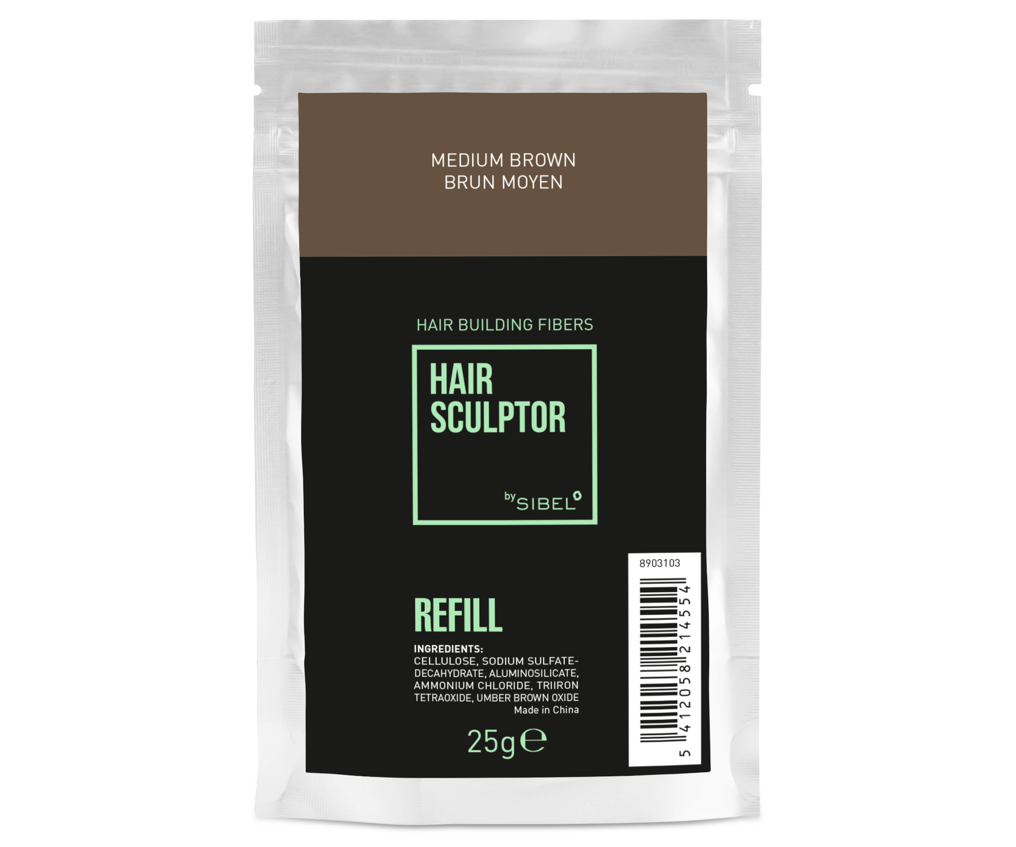 E-shop Náplň do púdru pre zakrytie rednúcich vlasov Sibel Hair Building Fibers - stredne hnedá, 25 g (8903103) + darček zadarmo