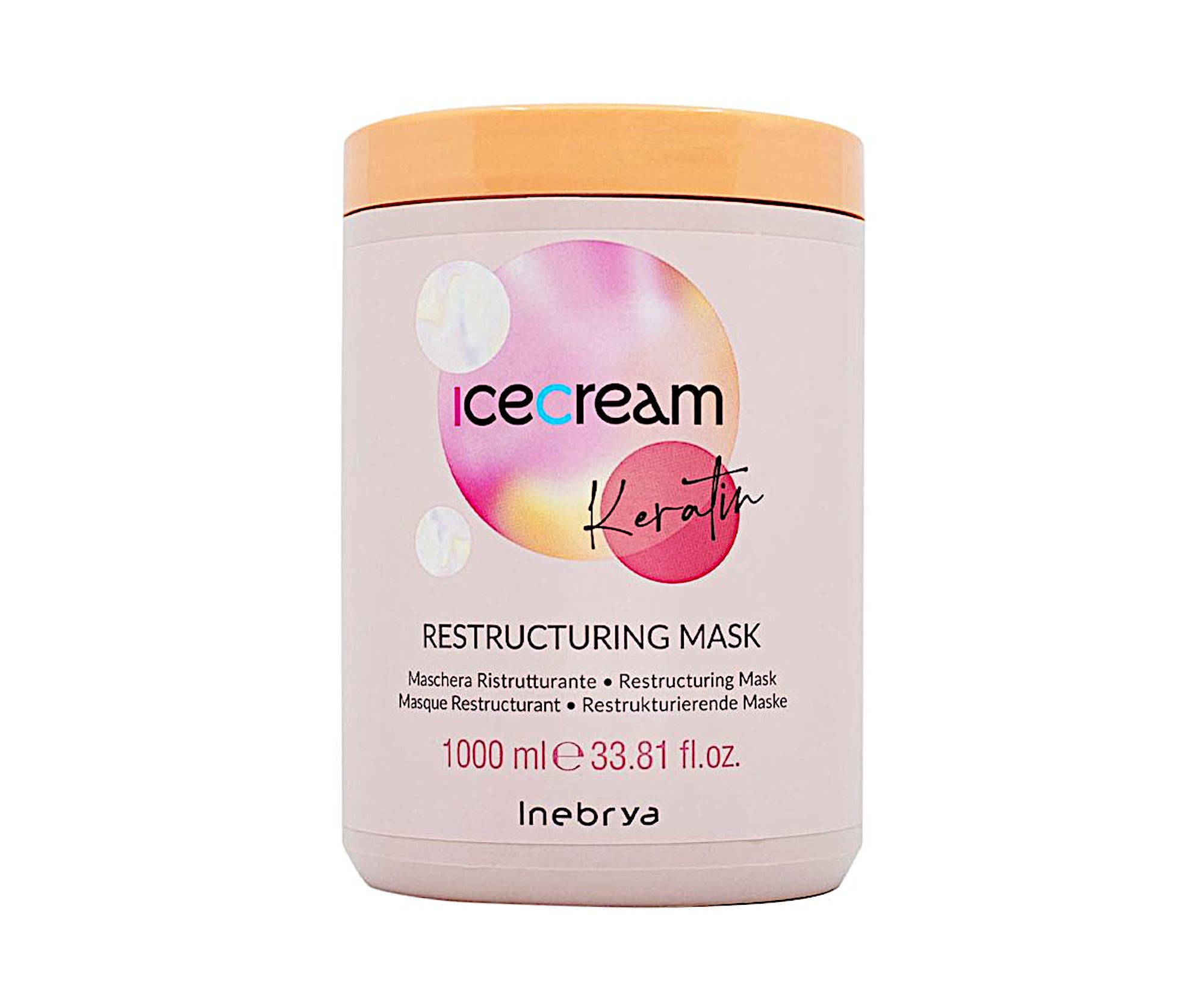 E-shop Reštrukturalizačná maska na poškodené vlasy Inebrya Ice Cream Keratin Restructuring Mask - 1000 ml (771026312) + darček zadarmo