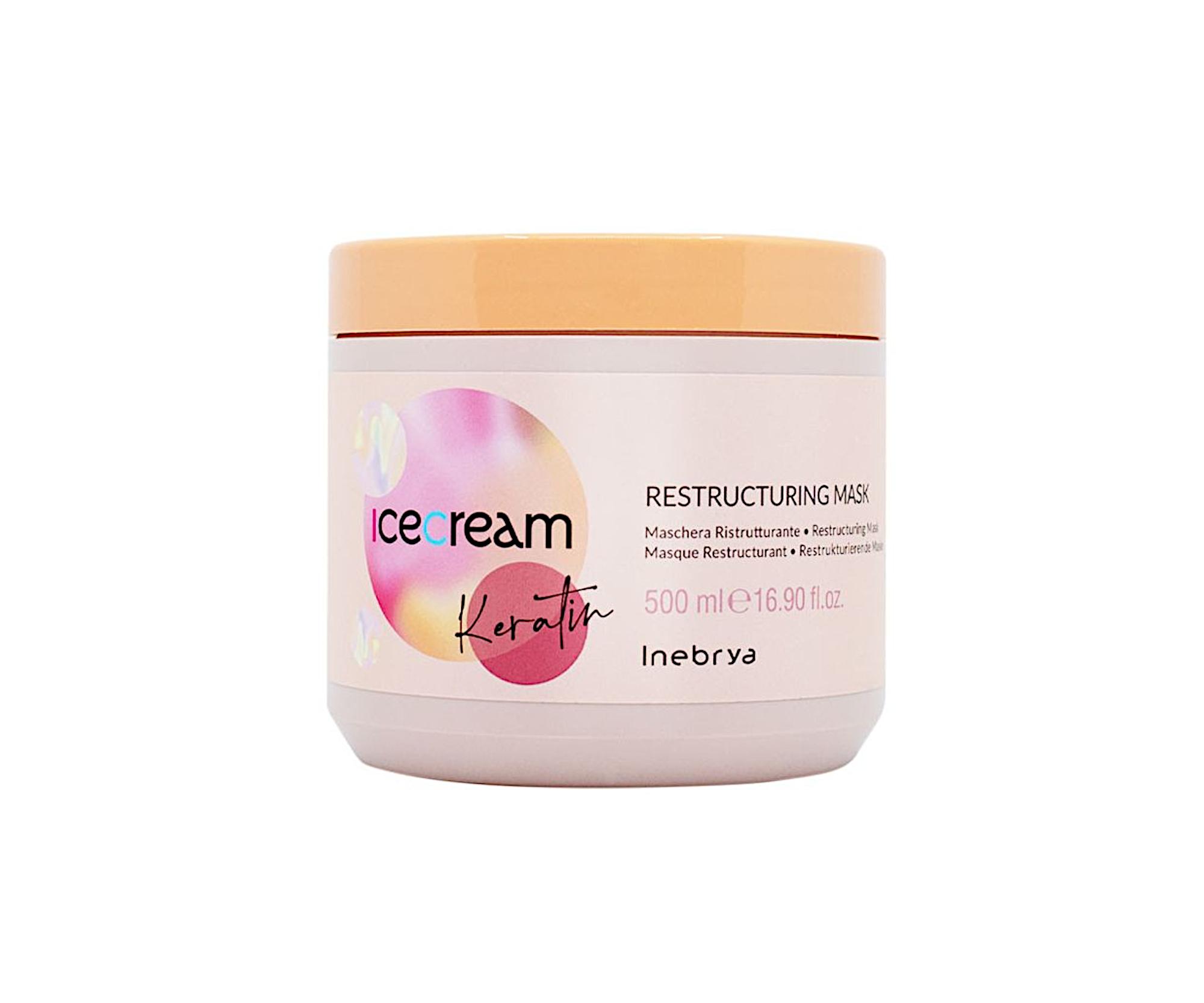 E-shop Reštrukturalizačná maska na poškodené vlasy Inebrya Ice Cream Keratin Restructuring Mask - 500 ml (771026311) + darček zadarmo