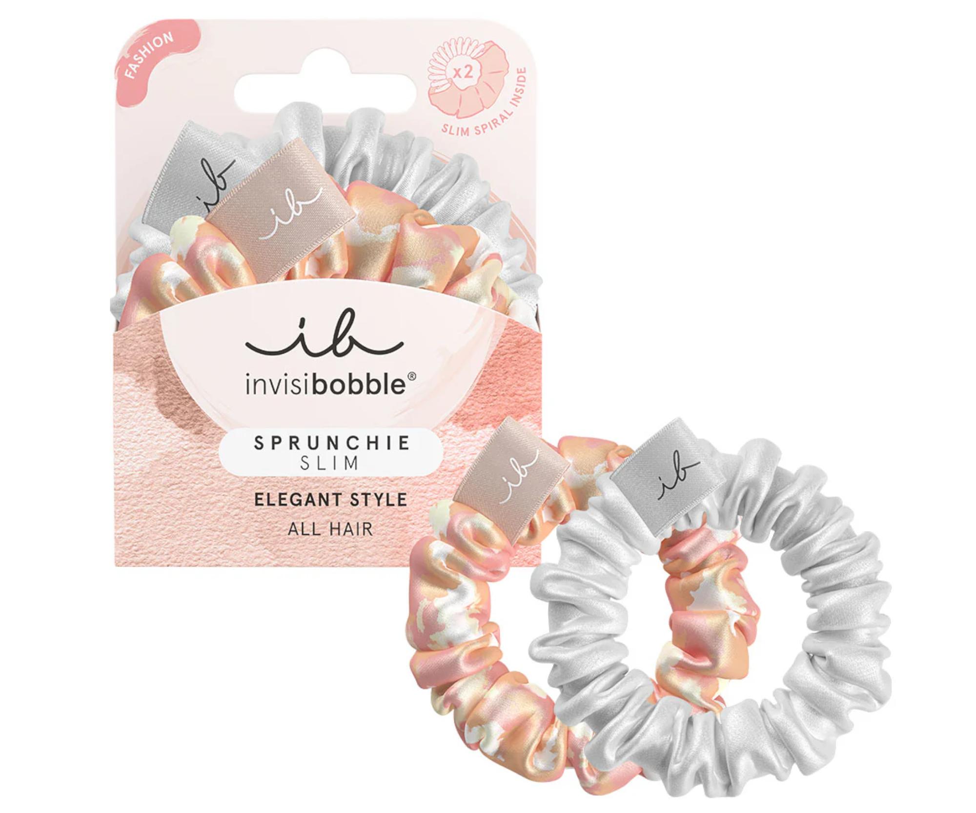 E-shop Ozdobné špirálové gumičky Invisibobble Sprunchie Slim Bella Chrome - 2 ks + darček zadarmo