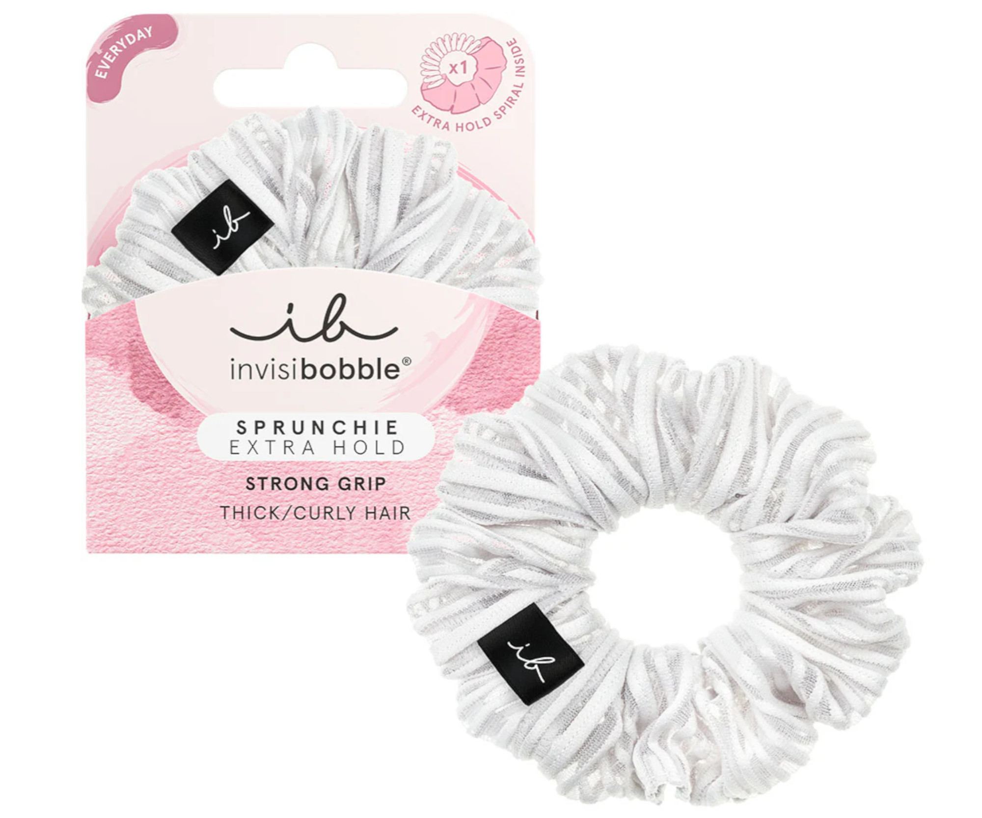 E-shop Ozdobná špirálová gumička do vlasov Invisibobble Sprunchie Extra Hold Pure White - biela + darček zadarmo