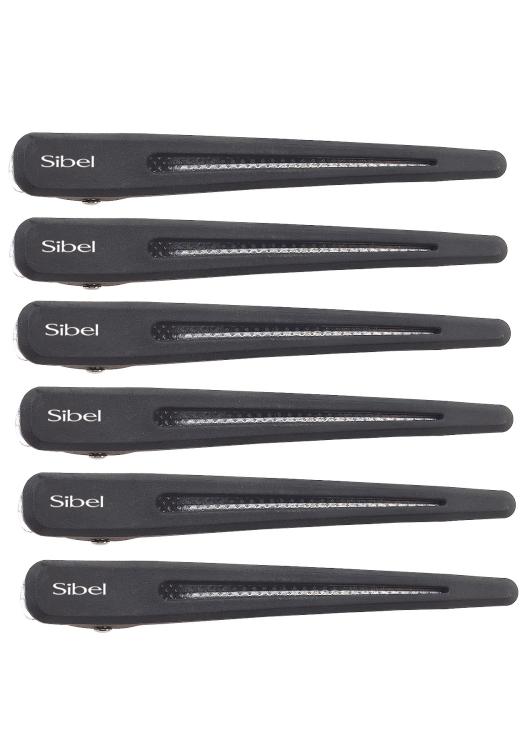 E-shop Karbónové klipsy do vlasov Sibel Carbon Line - 10 cm, čierne - 6 ks (9376002) + darček zadarmo