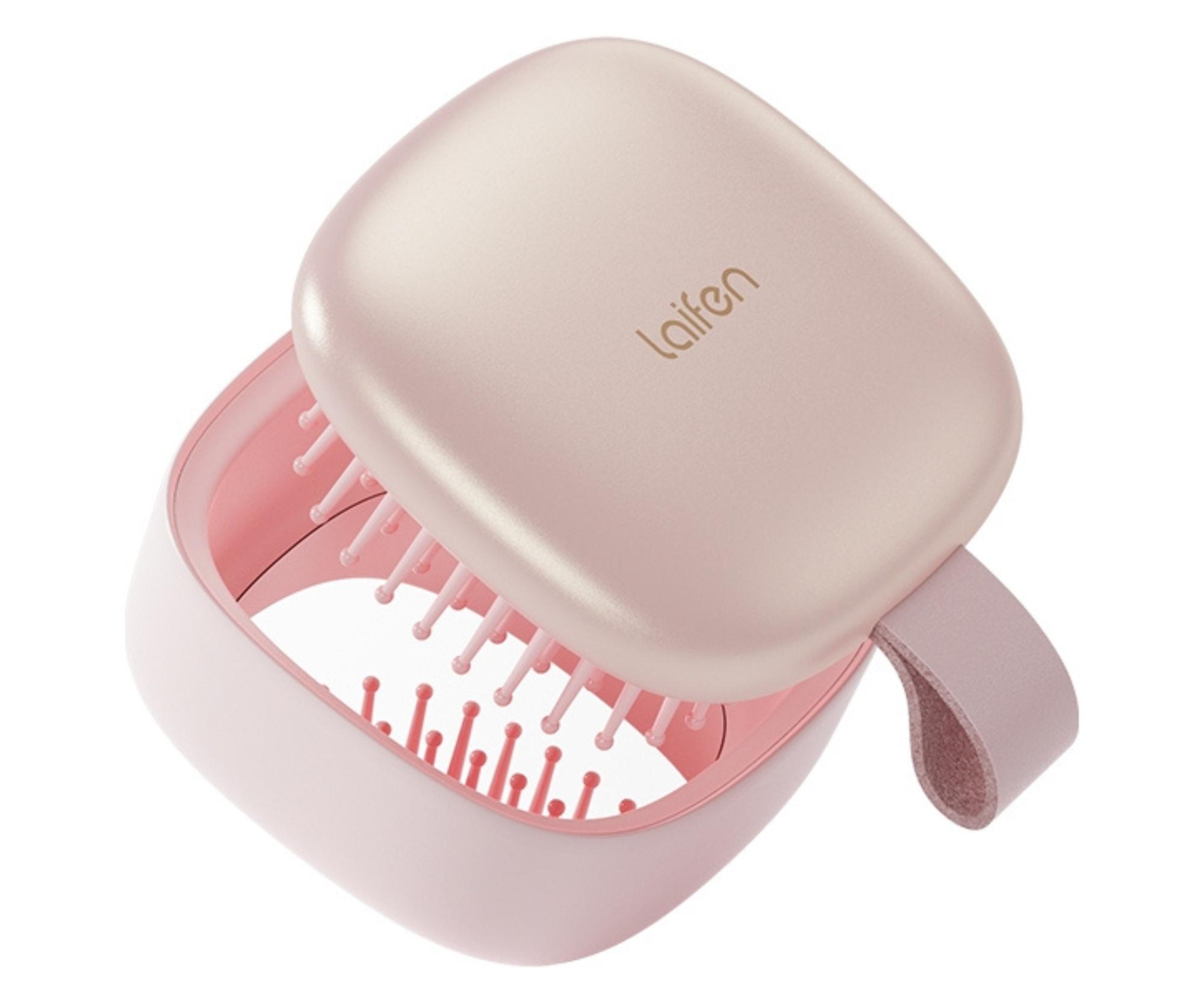 E-shop Cestovná kefa na vlasy so zrkadielkom Laifen Air Pink - ružová + darček zadarmo