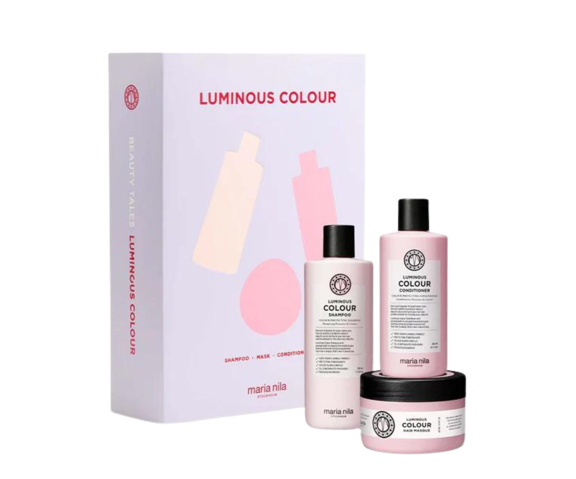 E-shop Darčeková sada na rozjasnenie farbených vlasov Maria Nila Luminous Colour + darček zadarmo