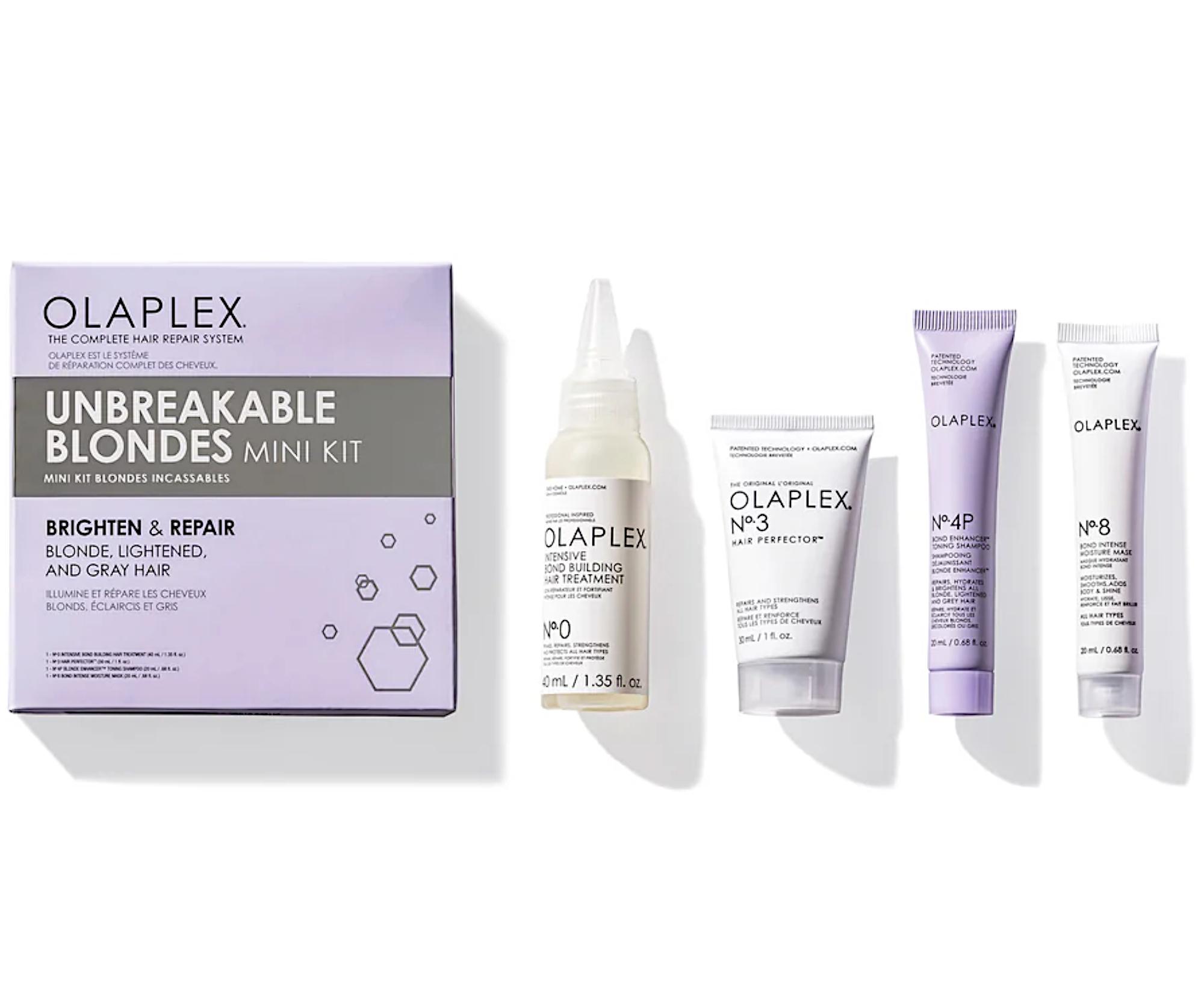 E-shop Darčeková sada na regeneráciu blond vlasov Olaplex Unbreakable Blondes Mini Kit + darček zadarmo