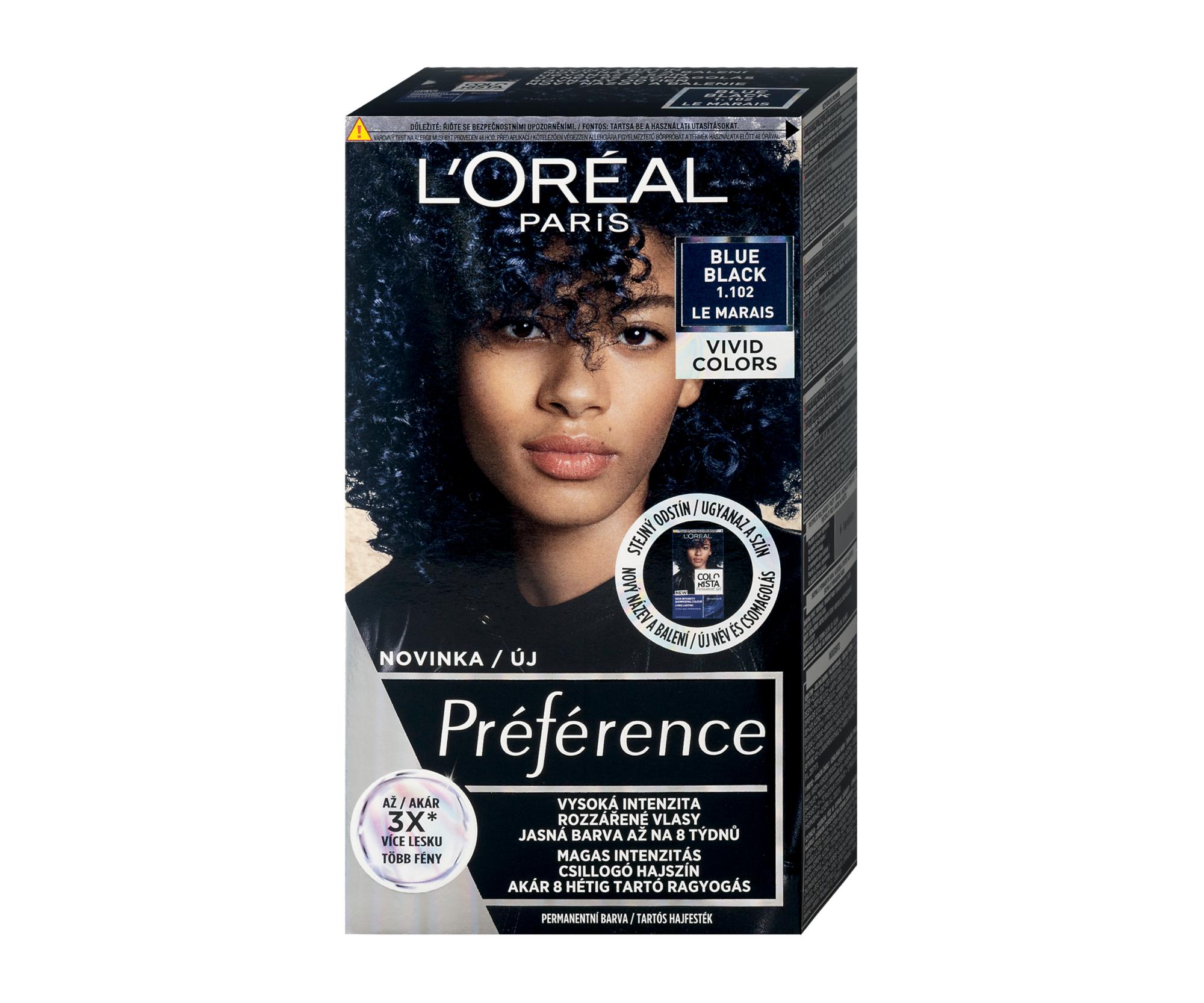 E-shop Permanentná farba na vlasy Loréal Préférence 1.102 Blue Black - modročierna - L’Oréal Paris + darček zadarmo