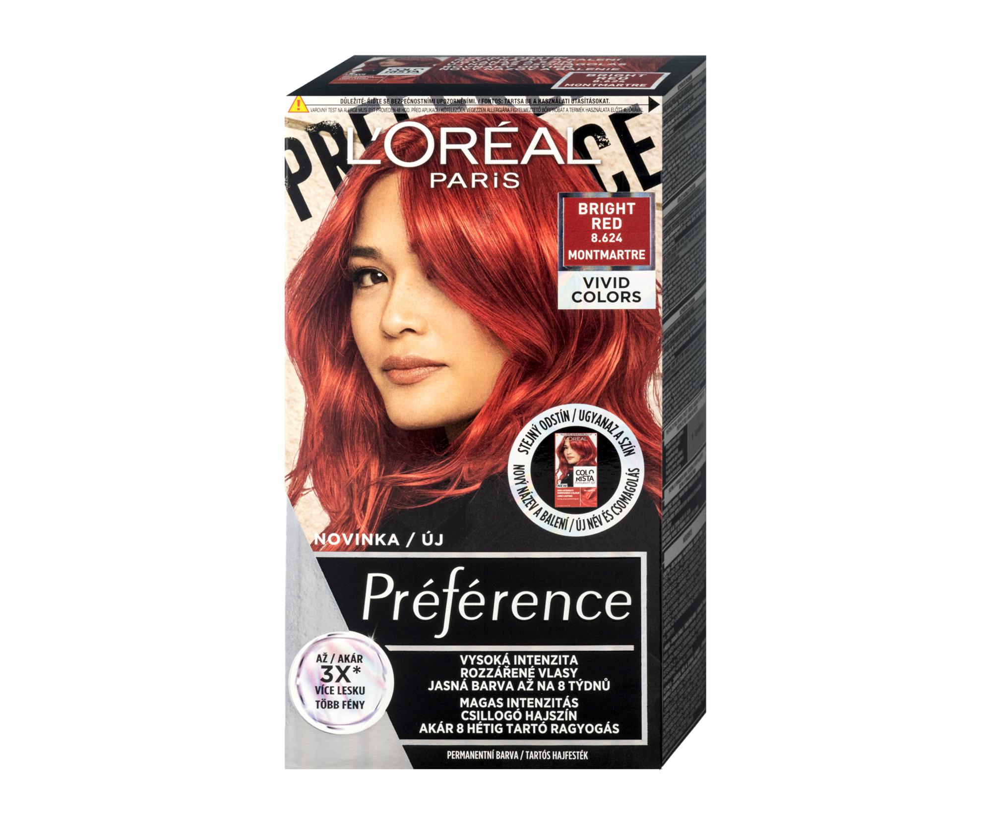 E-shop Permanentná farba na vlasy Loréal Préférence 8.624 Bright Red - jasne červená - L’Oréal Paris + darček zadarmo