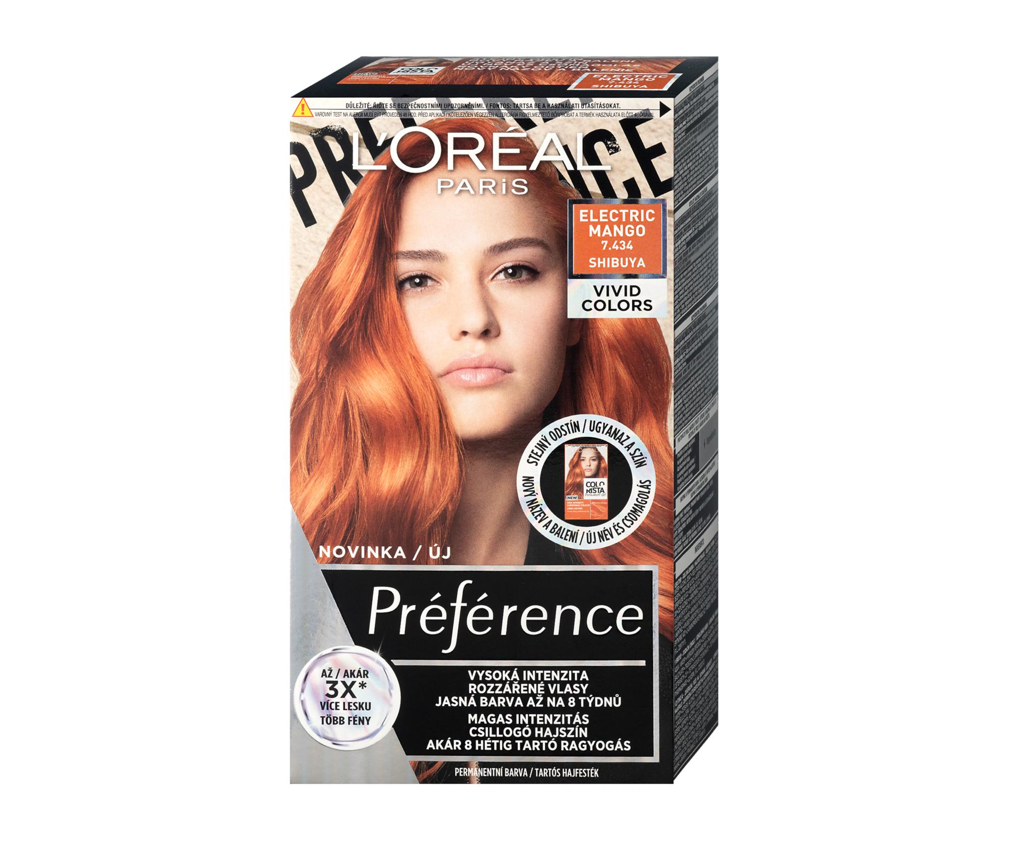 E-shop Permanentná farba na vlasy Loréal Préférence 7.434 Electric Mango - žiarivo oranžová - L’Oréal Paris + darček zadarmo