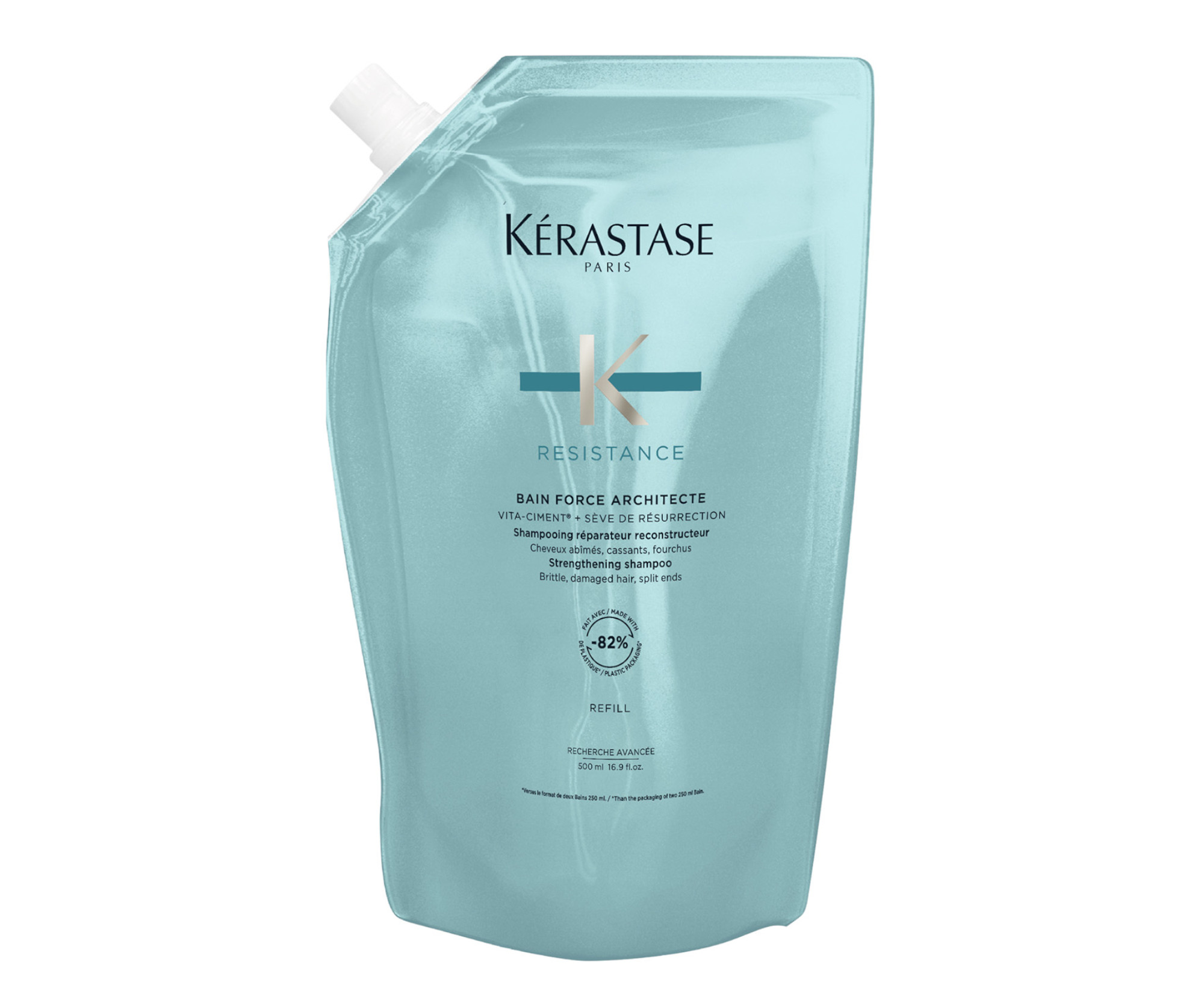 Šampón pre poškodené vlasy Kérastase Resistance Force Architecte - 500 ml, náhradná náplň + darček zadarmo