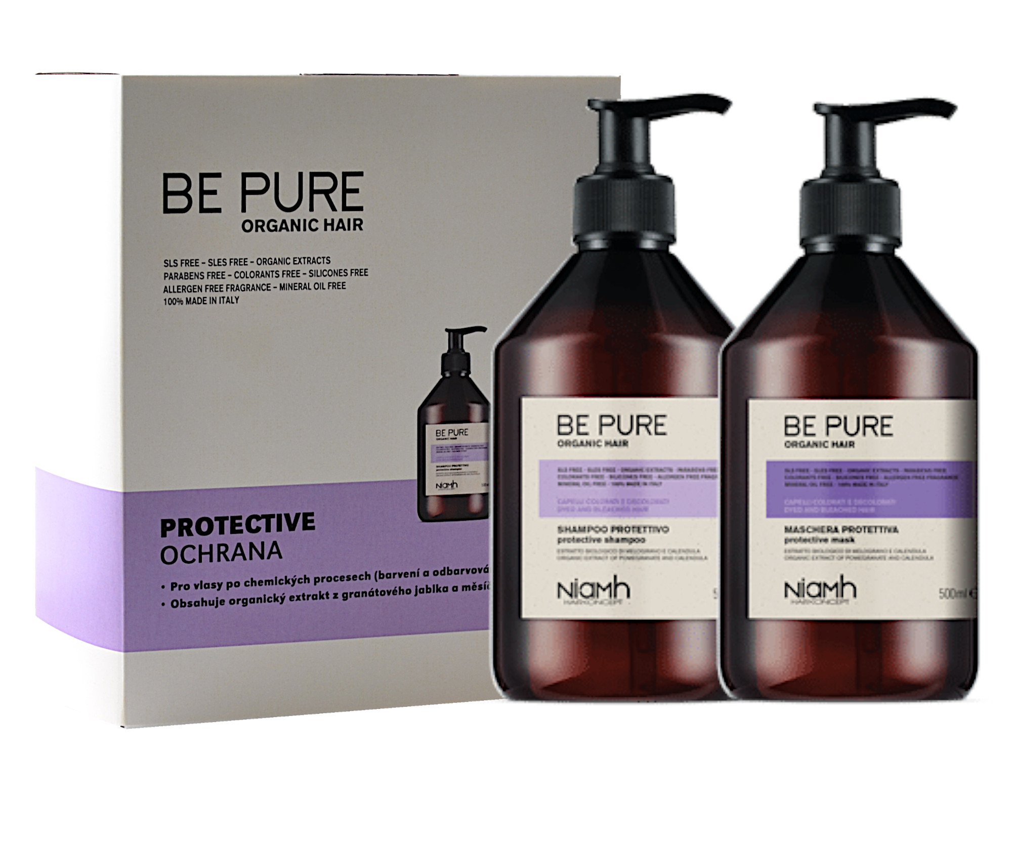 E-shop Darčeková sada na ochranu farbených vlasov Niamh Be Pure Protective (1355B) + darček zadarmo