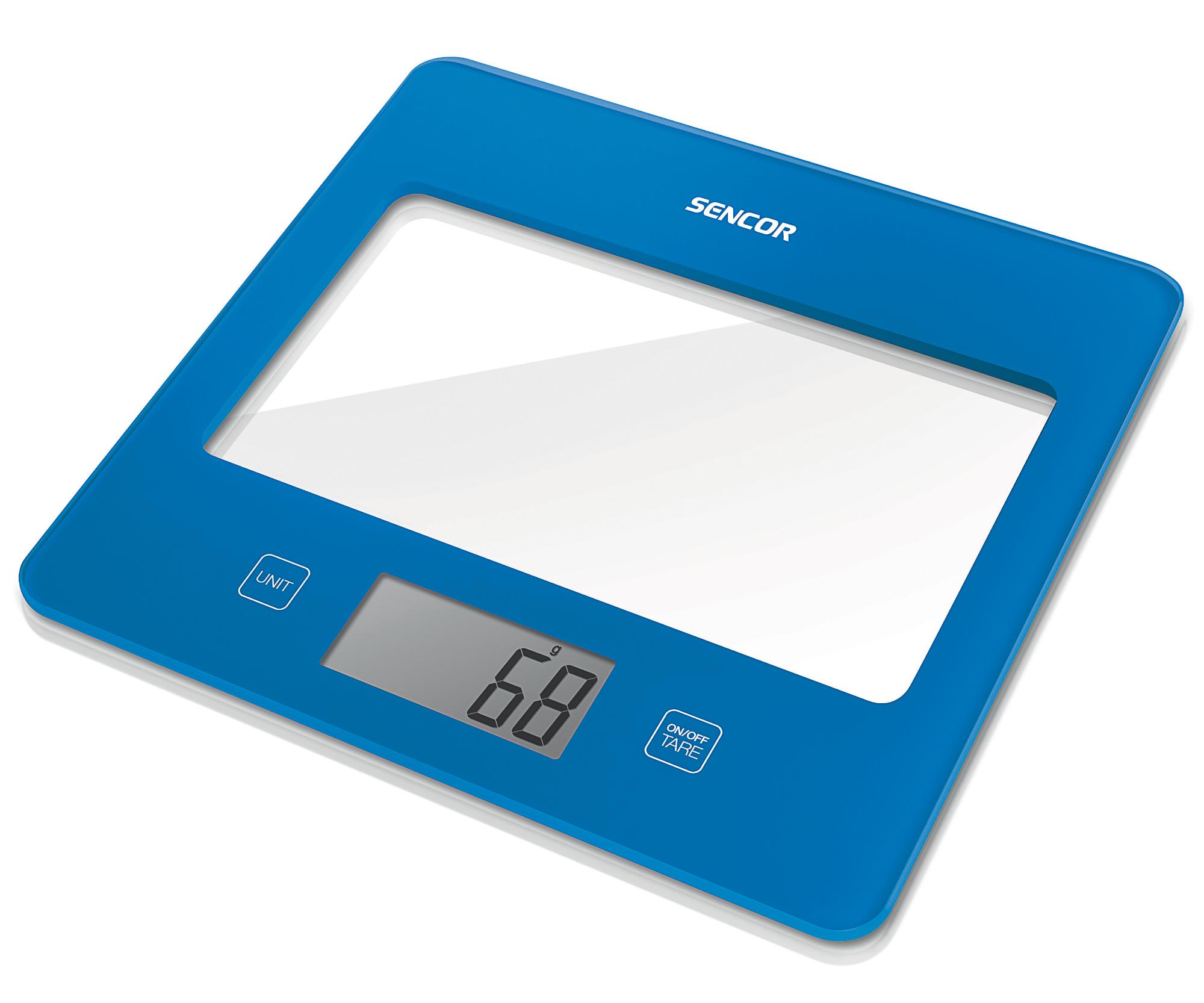 E-shop Viacúčelová váha Sencor SKS 5032BL - modrá, max. 5000 g + darček zadarmo