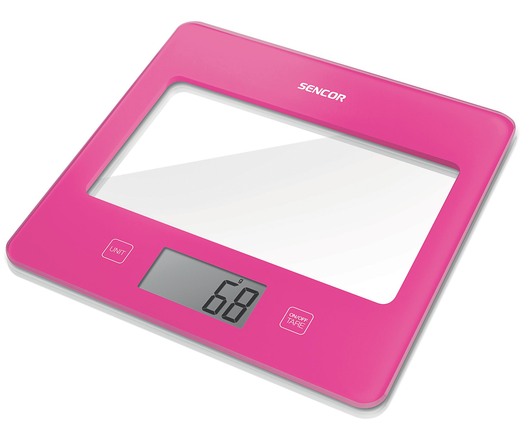E-shop Viacúčelová váha Sencor SKS 5038BL - ružová, max. 5000 g + darček zadarmo