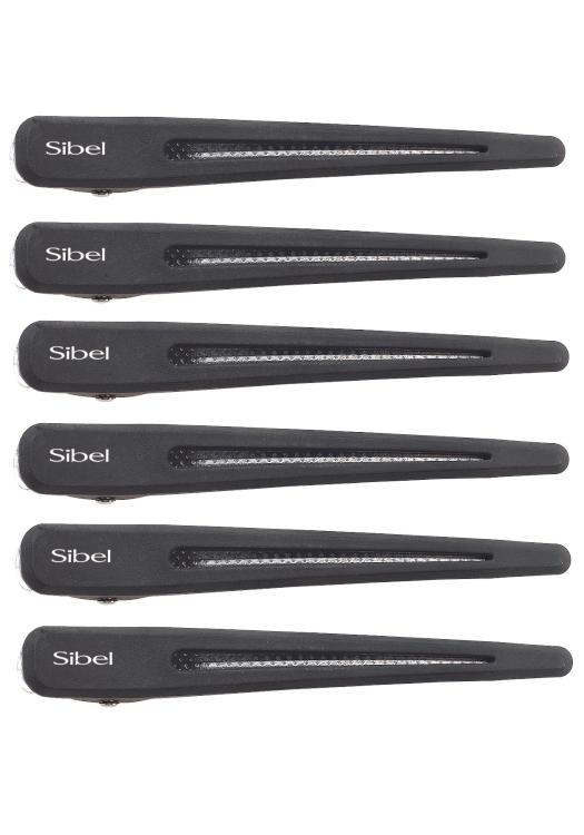 E-shop Karbónové klipsy do vlasov Sibel Carbon Line - 12 cm, čierne - 6 ks (9376001) + darček zadarmo