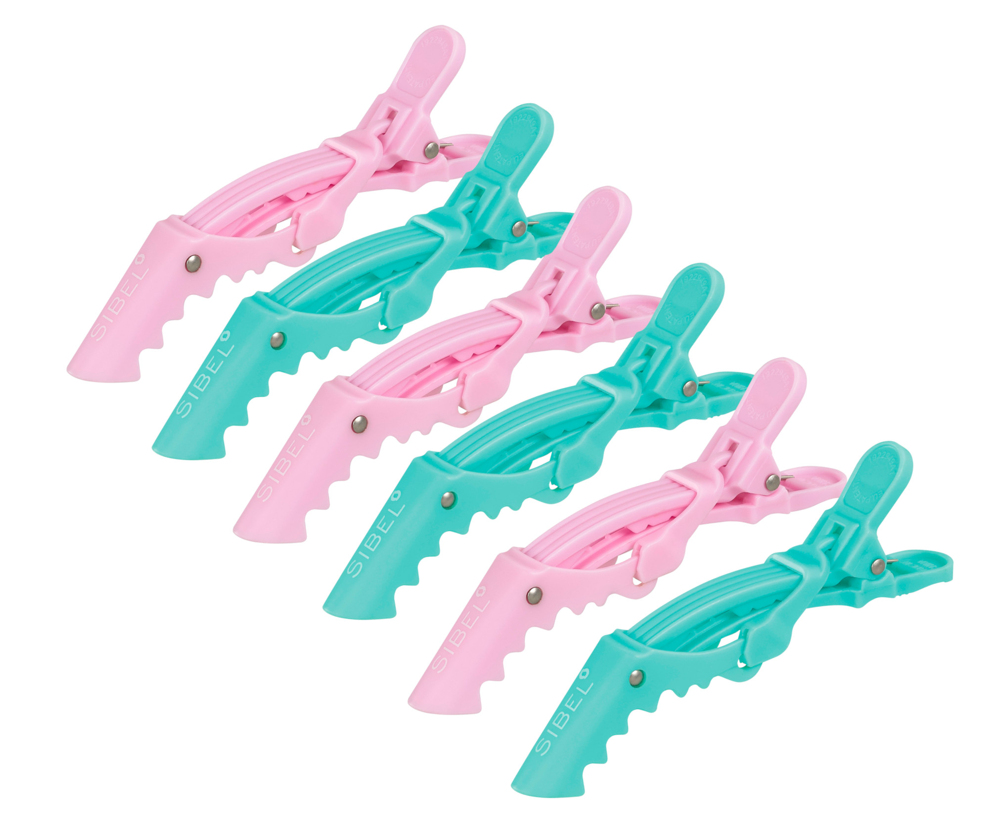 E-shop Klipsy do vlasov Sibel Gator - 11 cm, ružové, zelené, 6 ks (P005202) + darček zadarmo