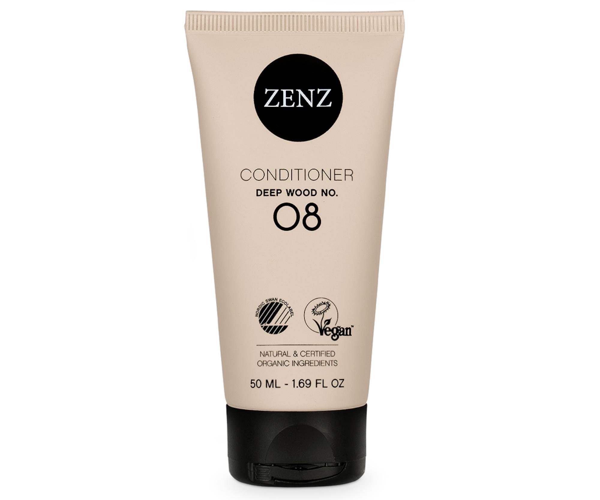 E-shop Hydratačný kondicionér pre suché vlasy a kučeravé vlasy Zenz Deep Wood No. 08 - 50 ml + darček zadarmo