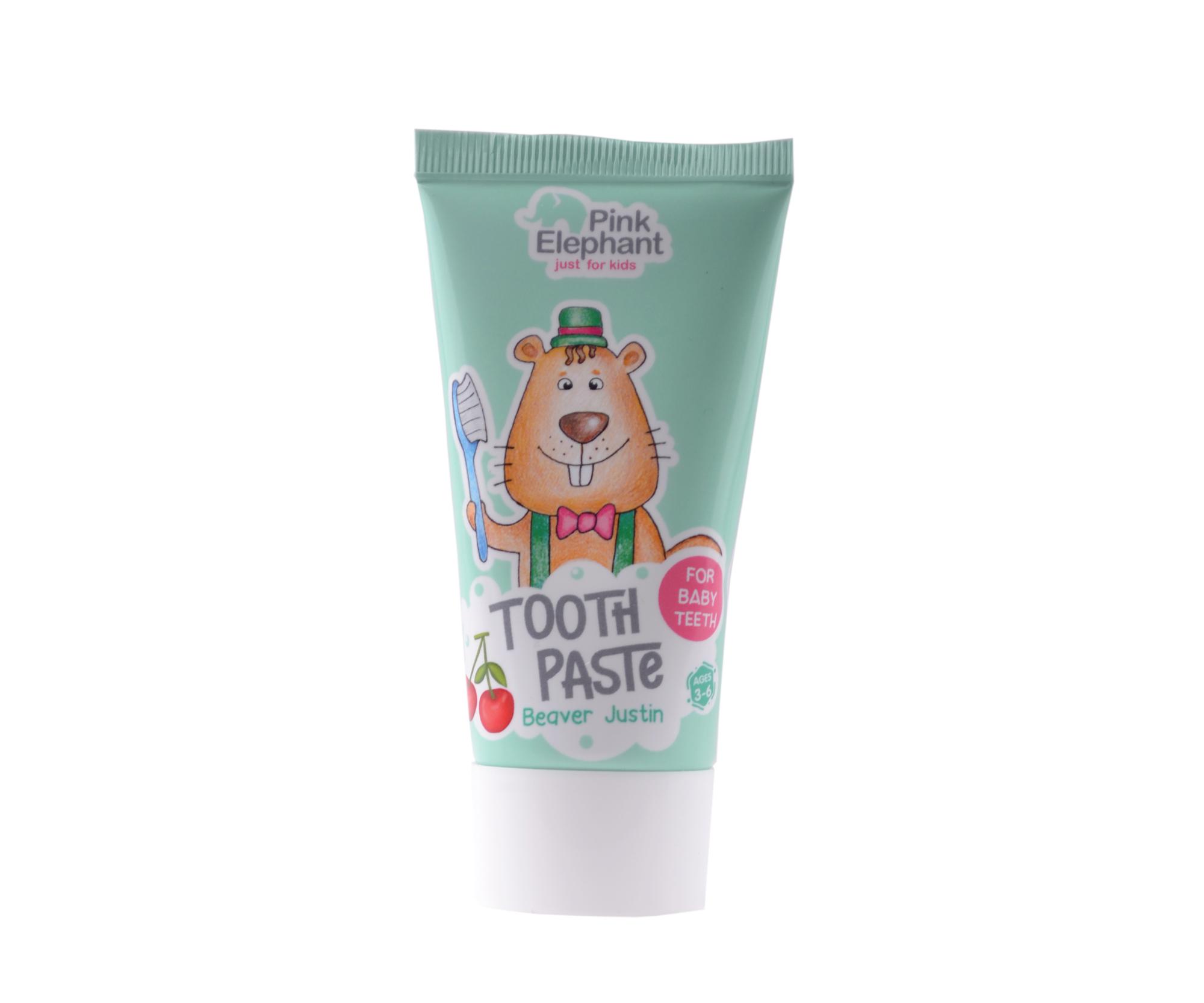 E-shop Detská zubná pasta s príchuťou čerešne Pink Elephant Bobrik Petr - 50 ml