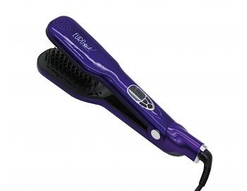 Profesionálna parná žehliaca kefa na vlasy Eurostil Profesional Hair Brush Straightener - fialová