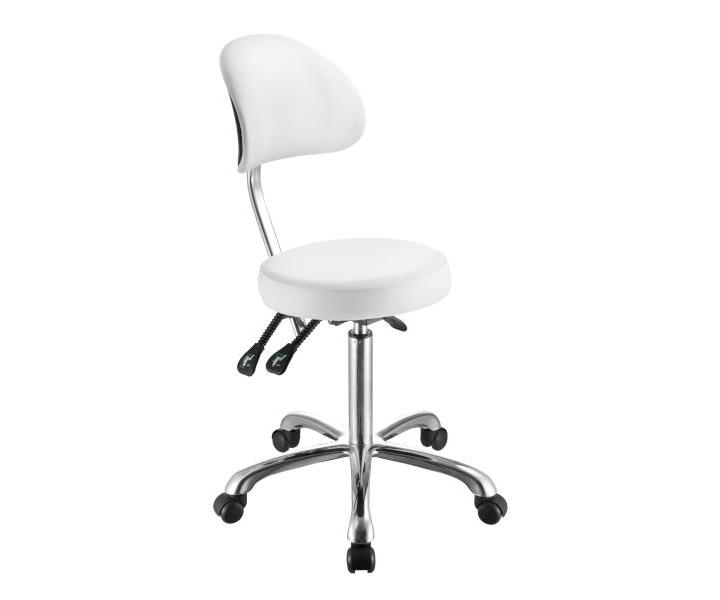 Taburet na kolieskach s opierkou Weelko Comfort, biely