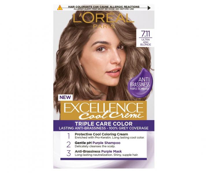 Permanentn farba Loral Excellence Cool Creme 7.11 ultra popolav blond