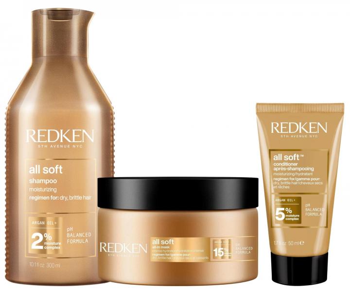 Vy�ivuj�ca sada pre such� a krehk� vlasy Redken All Soft + starostlivos� 50 ml zadarmo