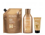 Vyivujci ampn pre such a krehk vlasy Redken All Soft - 300 ml + nhradn npl 500 ml + kondicionr 50 ml zadarmo