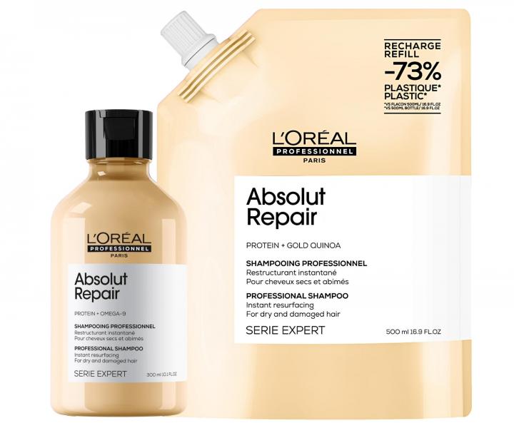 �amp�n pre such� a po�koden� vlasy Lor�al Professionnel Serie Expert Absolut Repair - 300 ml + n�hradn� n�pl� - 500 ml