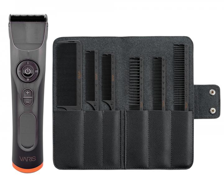 Profesion�lny stroj�ek na vlasy Varis Hair Clipper VC42 - siv� + sada karb�nov�ch hrebe�ov Varis Carbon Combs zadarmo