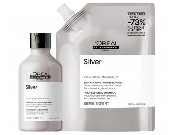 Neutraliza�n� �amp�n na �ediv� a biele vlasy Lor�al Professionnel Serie Expert Silver - 300 ml + n�hradn� n�pl� - 500 ml