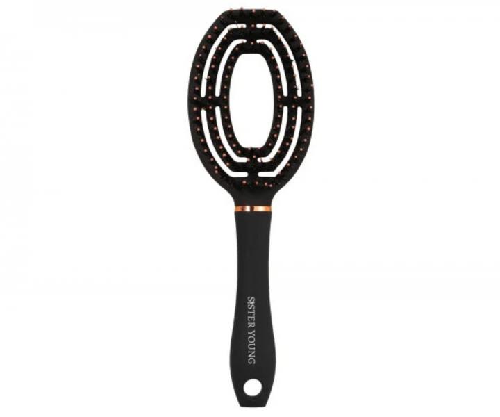 Kefa na roz�es�vanie a f�kanie vlasov s divia��mi a nylonov�mi �tetinami Sister Young Coco Hair Brush - �ierna
