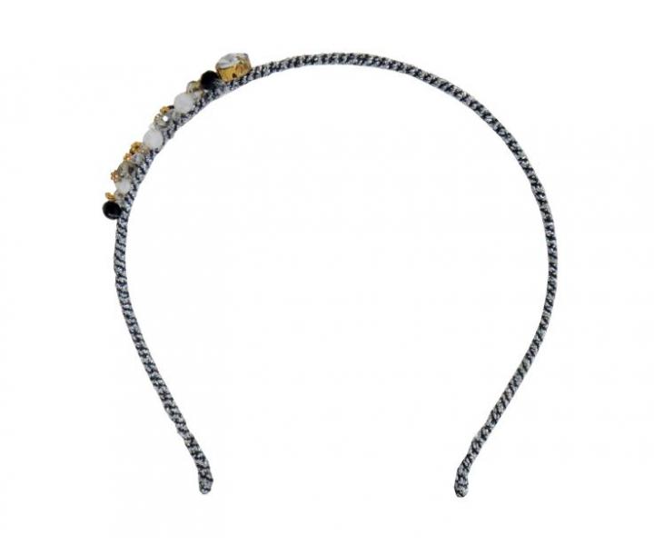 �elenka do vlasov s ozdobn�mi kamienkami - strieborno�ierna