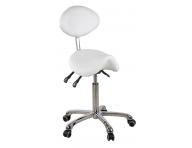 Taburet na kolieskach s opierkou SilverFox 1025 - biely - II. akos� - vada na podstavci a ko�enke