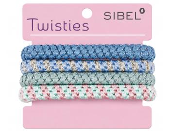 Sada farebn�ch gumi�iek do vlasov Sibel Twisties - modr�/zelen�, 4 ks