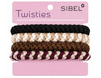 Sada farebn�ch gumi�iek do vlasov Sibel Twisties - b�ov�/hned�, 4 ks