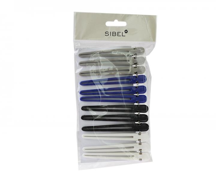 Klipsy do vlasov Sibel plast/hlink - 10 cm, farebn, 12 ks