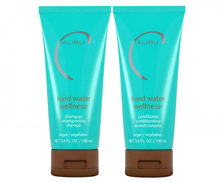 Cestovn� sada vlasovej starostlivosti proti tvrdej vode Malibu C Hard Water Wellness - �amp�n 100 ml + kondicion�r 100 ml