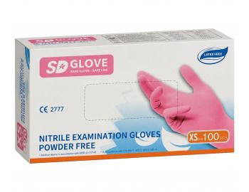 Nitrilov� rukavice SD Glove Nitrile Examination Gloves - 100 ks, ru�ov�, ve�kos� XS