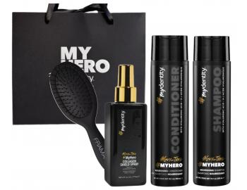 Sada pre vivu a hydratciu vlasov #mydentity MyHero Nourishing s darekovou takou a mini kefou Framar - ierna