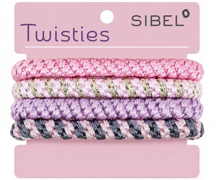Sada farebn�ch gumi�iek do vlasov Sibel Twisties - ru�ov�, 4 ks