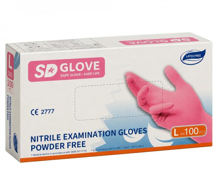 Nitrilov� rukavice SD Glove Nitrile Examination Gloves - 100 ks, ru�ov�, ve�kos� L