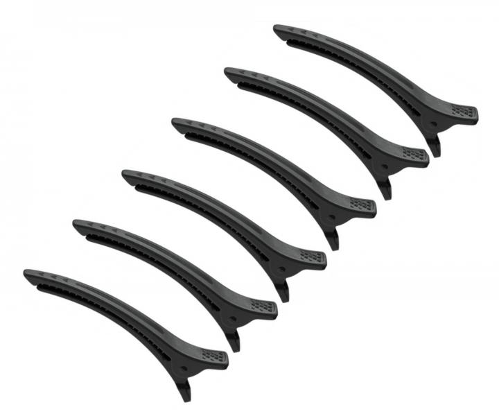 Klipsy do vlasov Eurostil Professional - 12 cm, tmavosiv, 6 ks