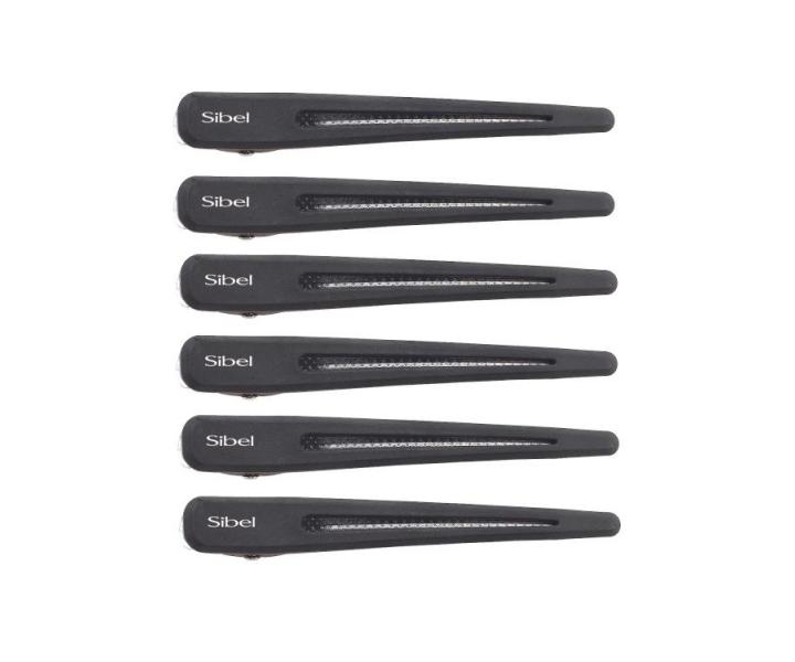 Karbnov klipsy do vlasov Sibel Carbon Line - 12 cm, ierne - 6 ks
