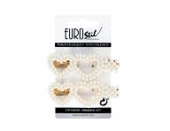 Klipsov spona do vlasov srdieka s perlikami Eurostil Professional - 8 cm, zlat, 2 ks