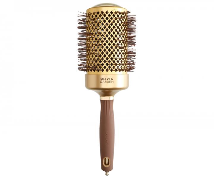 Okrhla fkacia kefa na vlasy Olivia Garden Expert Blowout Shine Gold & Brown - 65 mm