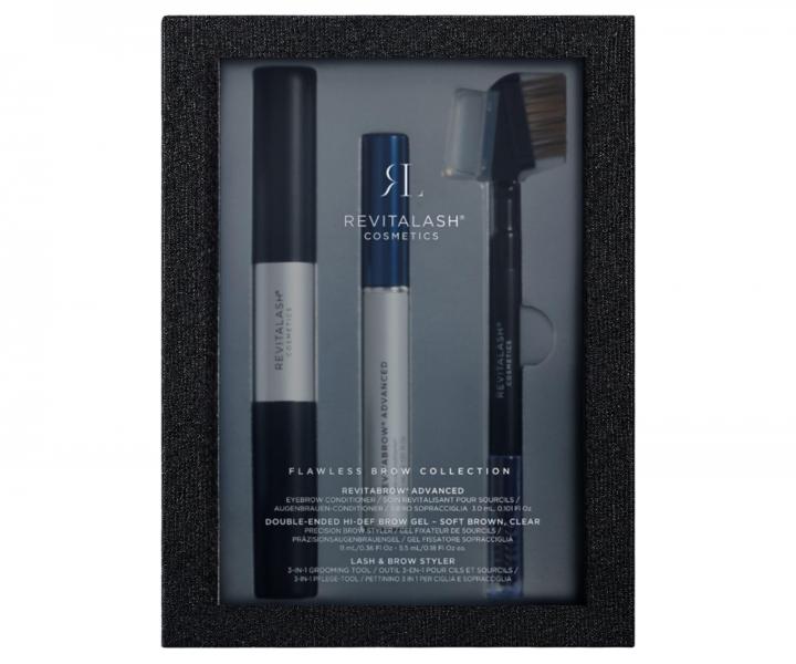 Dar�ekov� sada pre starostlivos� o obo�ie RevitaLash Flawless Brown Collection RevitaBrow Advanced + g�l a kefka na obo�ie zadar