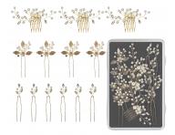 Sada ozdobnch vlseniek a hrebienkov Sibel Festive Hair Pins Golden Color Kit - 13 ks, zlat