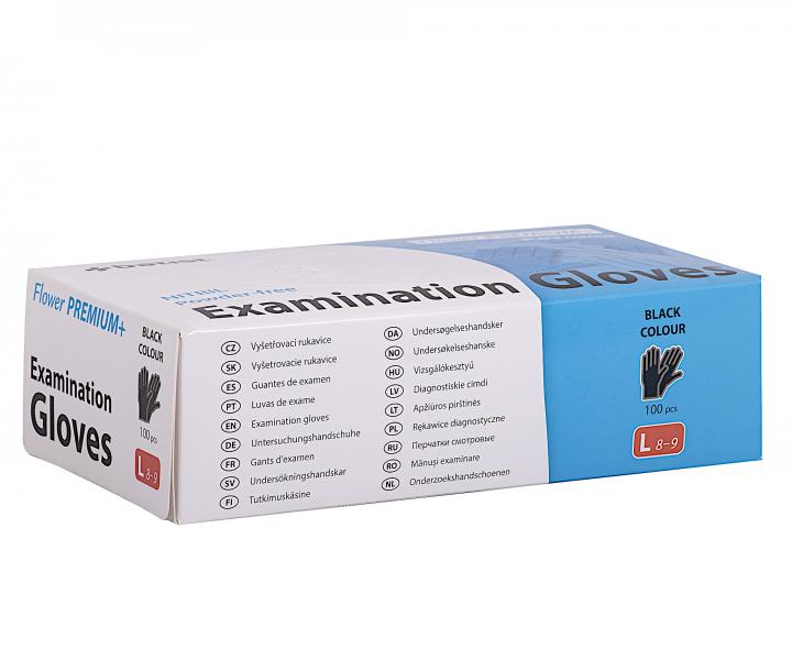 Jednorazov� nitrilov� rukavice Batist Flower Premium+ L - 100 ks, �ierne