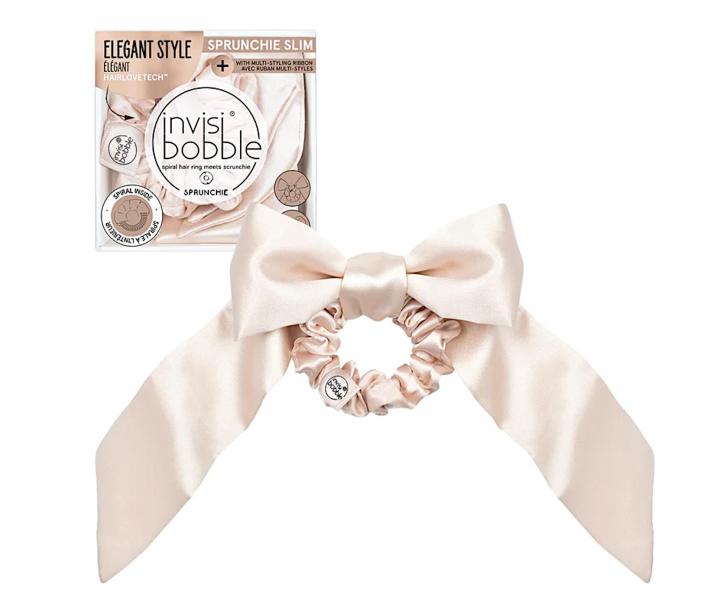 Ozdobn pirlov gumika s maou Invsibobble Scrunchie Slim Ballerina Bow - ruov
