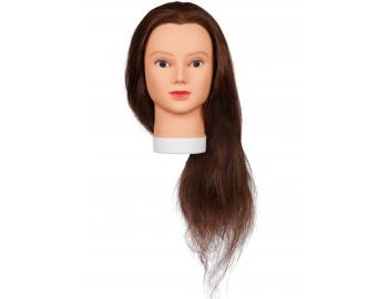 Cvičná hlava dámska s prírodnými vlasmi ELENA 60, Original Best Buy - hnědé 20 - 50 cm